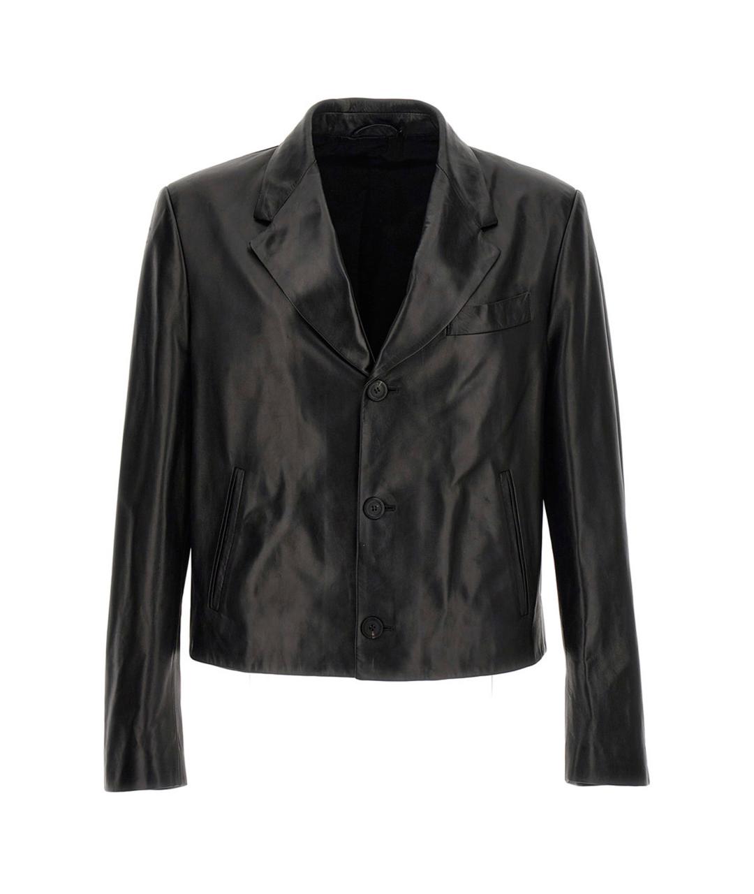 SALVATORE FERRAGAMO Черный кожаный пиджак, фото 1