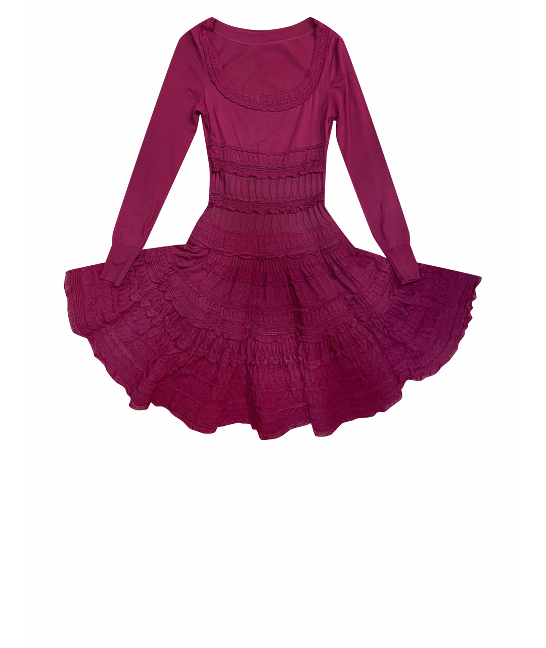 ALAIA Бордовое шерстяное коктейльное платье, фото 1