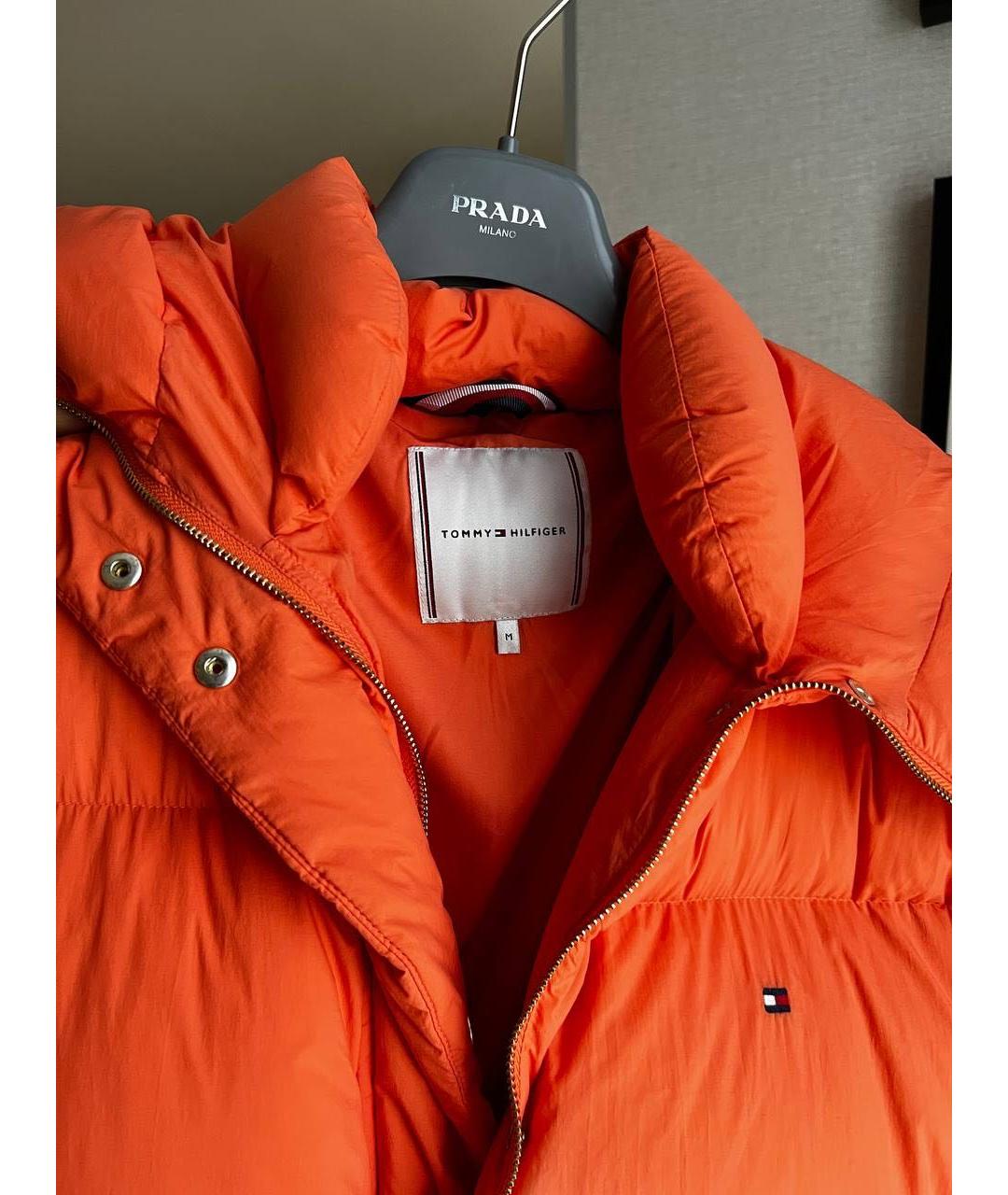 TOMMY HILFIGER Оранжевый полиуретановый пуховик, фото 4