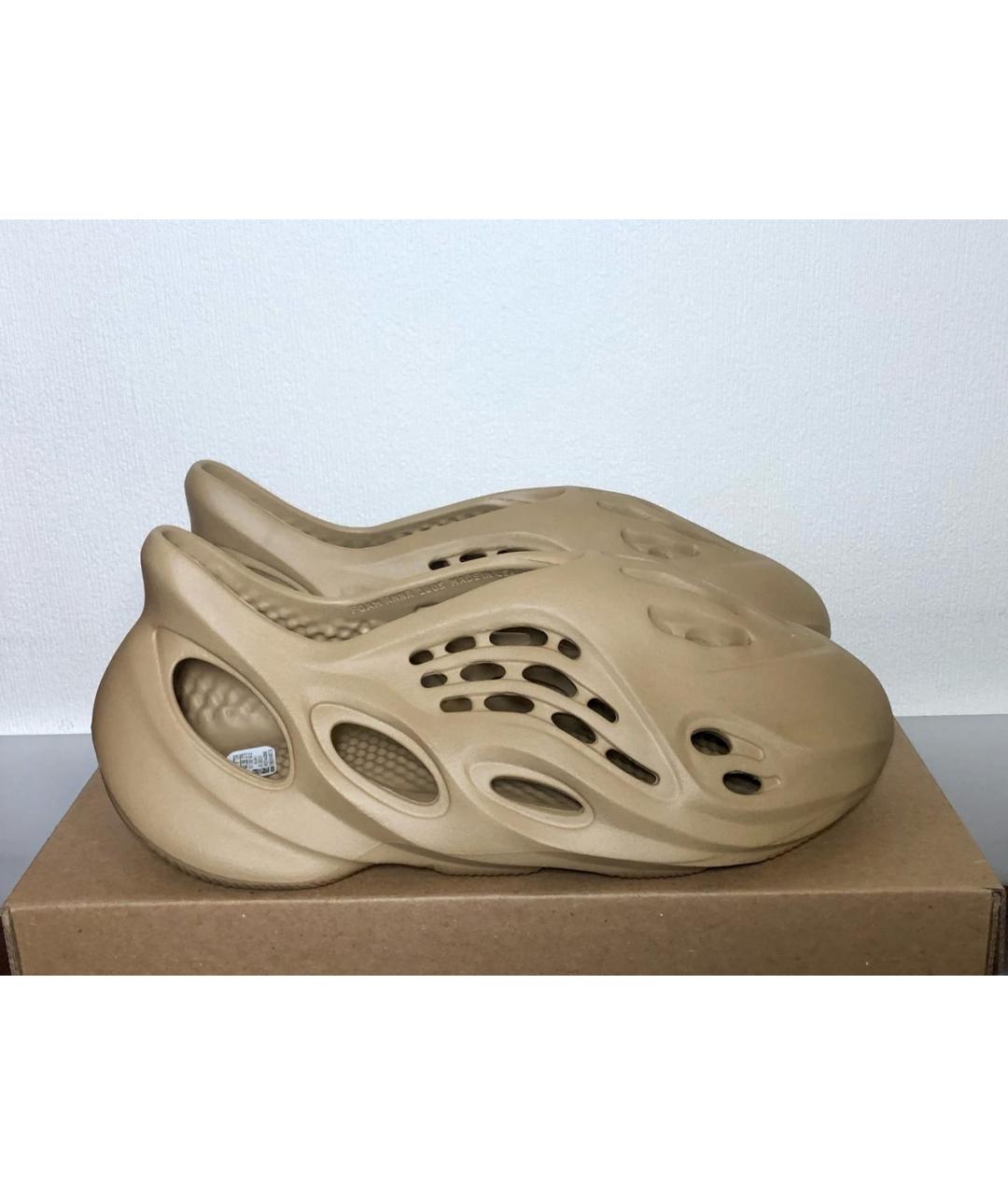 ADIDAS YEEZY Бежевые резиновые шлепанцы, фото 7