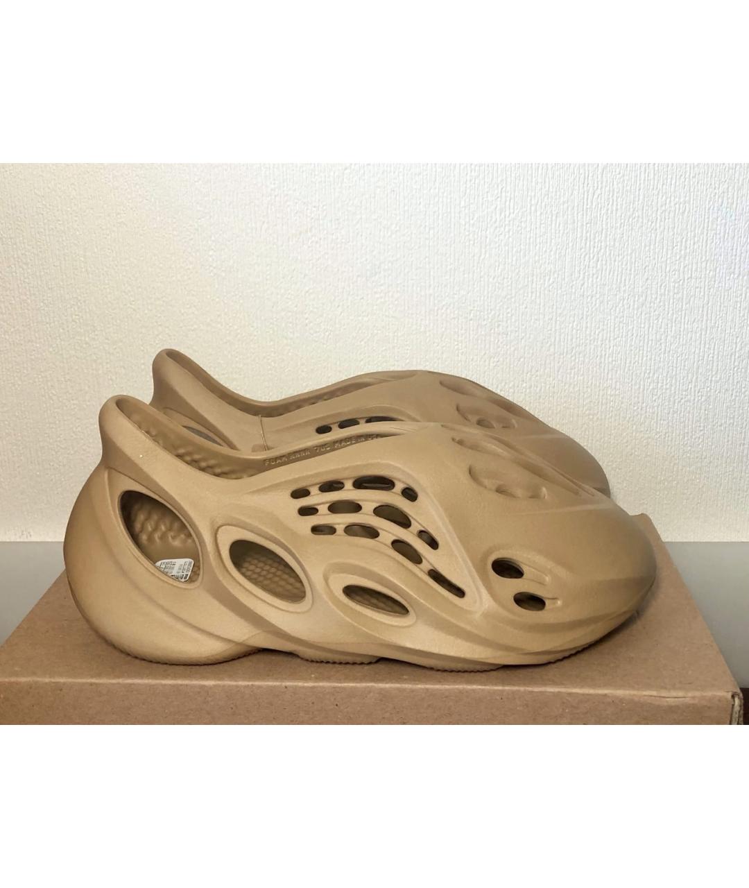 ADIDAS YEEZY Бежевые резиновые шлепанцы, фото 7