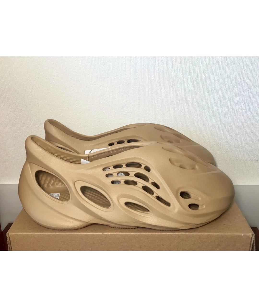 ADIDAS YEEZY Бежевые резиновые шлепанцы, фото 7