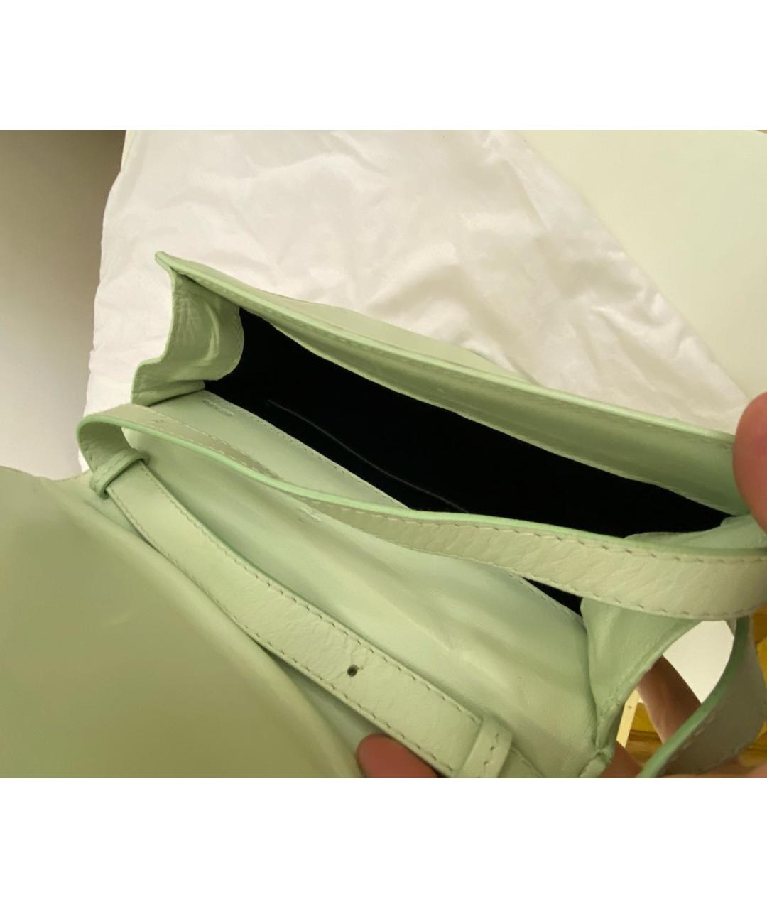 M2MALLETIER Салатовая кожаная сумка с короткими ручками, фото 4