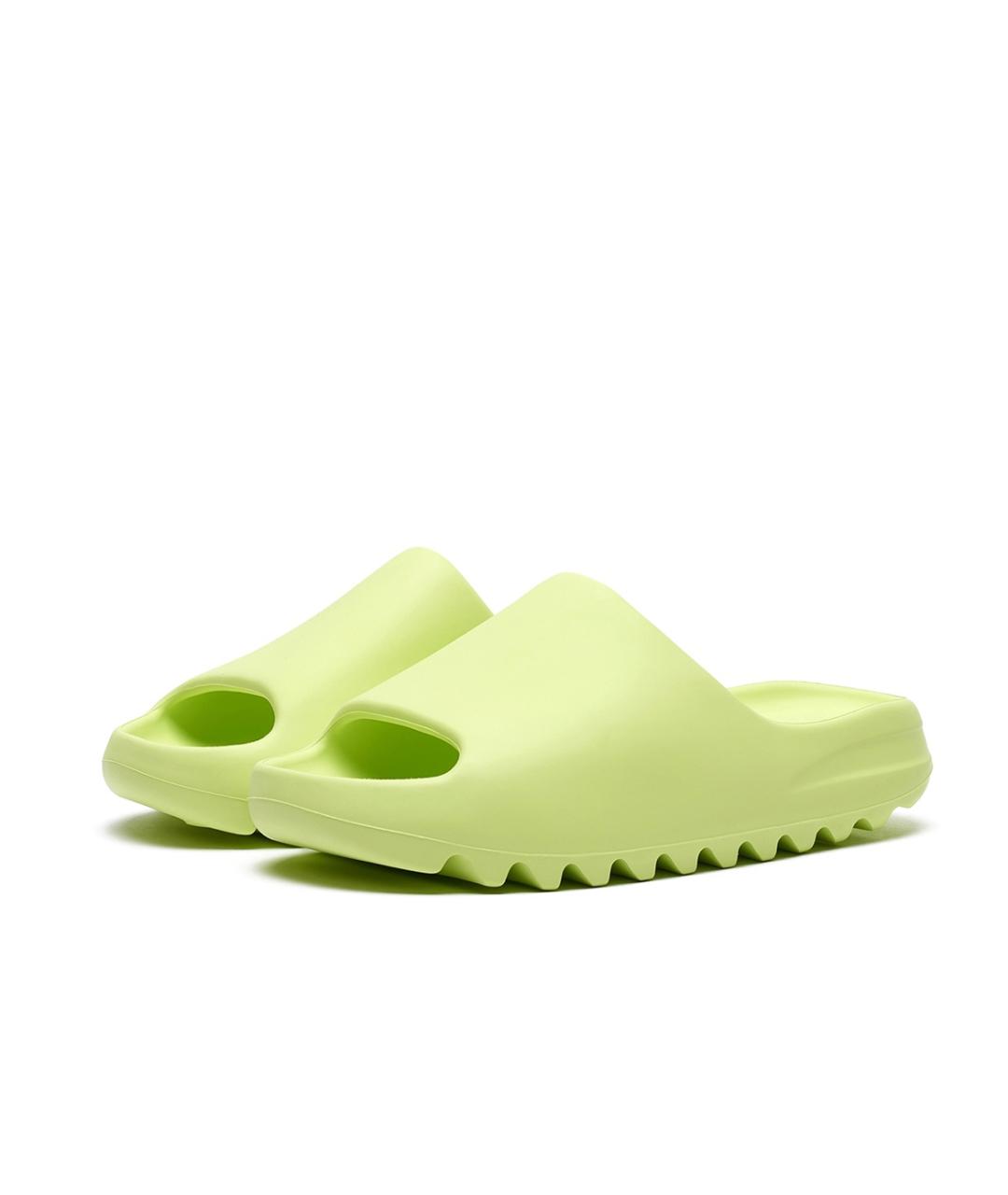 ADIDAS YEEZY Салатовые резиновые шлепанцы, фото 6