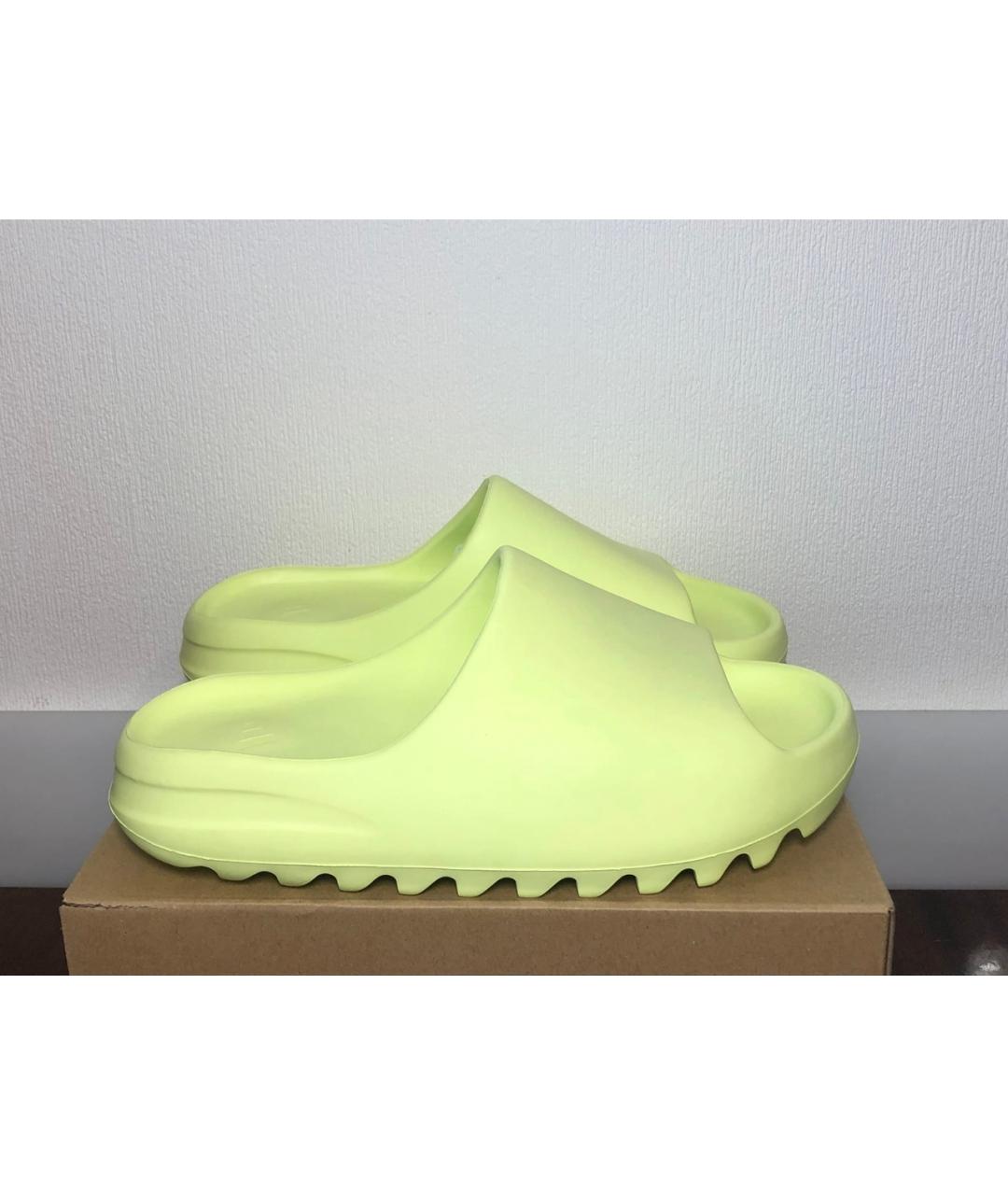 ADIDAS YEEZY Салатовые резиновые шлепанцы, фото 7