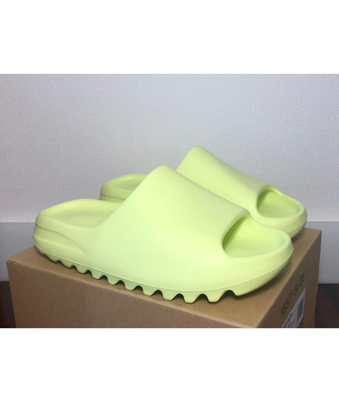 ADIDAS YEEZY Салатовые резиновые шлепанцы, фото 2