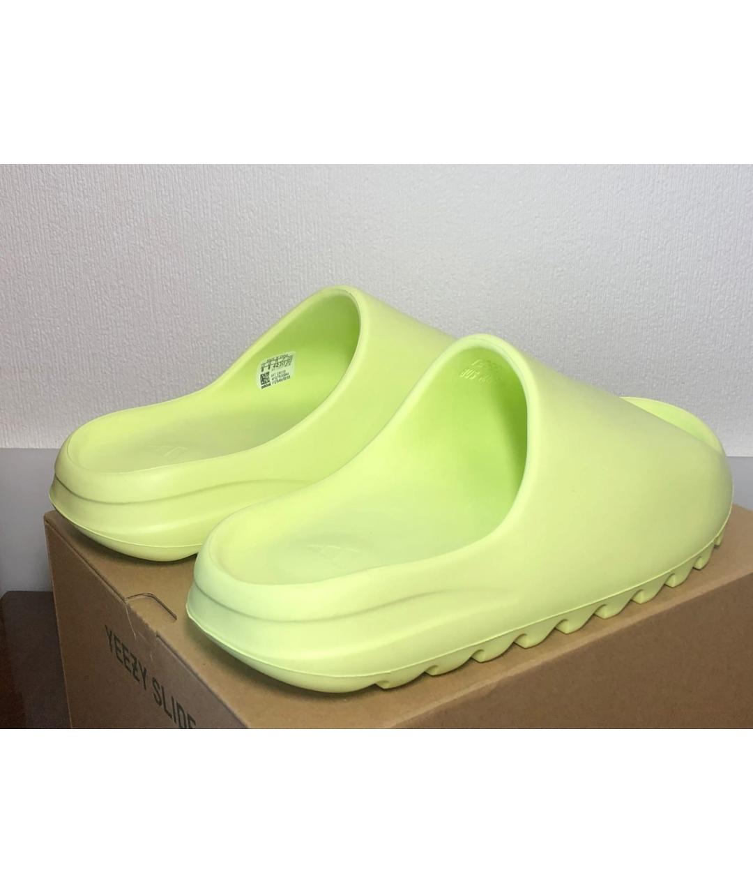 ADIDAS YEEZY Салатовые резиновые шлепанцы, фото 3