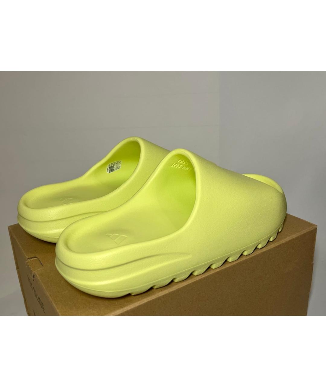 ADIDAS YEEZY Салатовые резиновые шлепанцы, фото 3