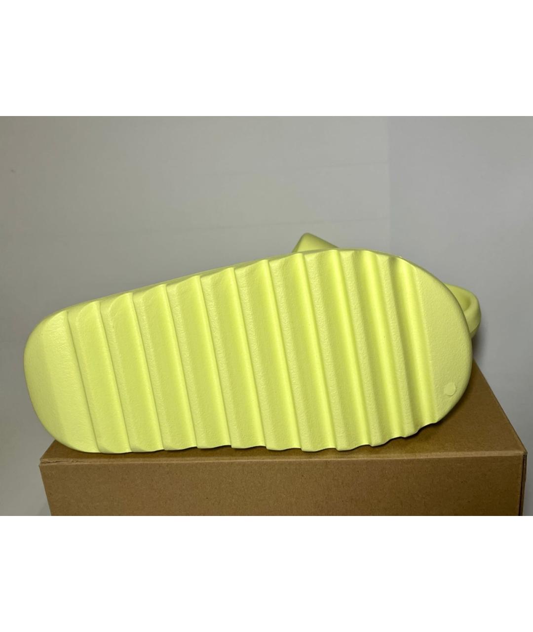 ADIDAS YEEZY Салатовые резиновые шлепанцы, фото 4