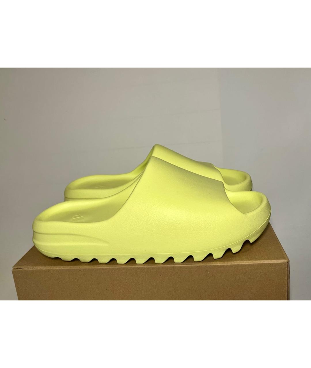ADIDAS YEEZY Салатовые резиновые шлепанцы, фото 6