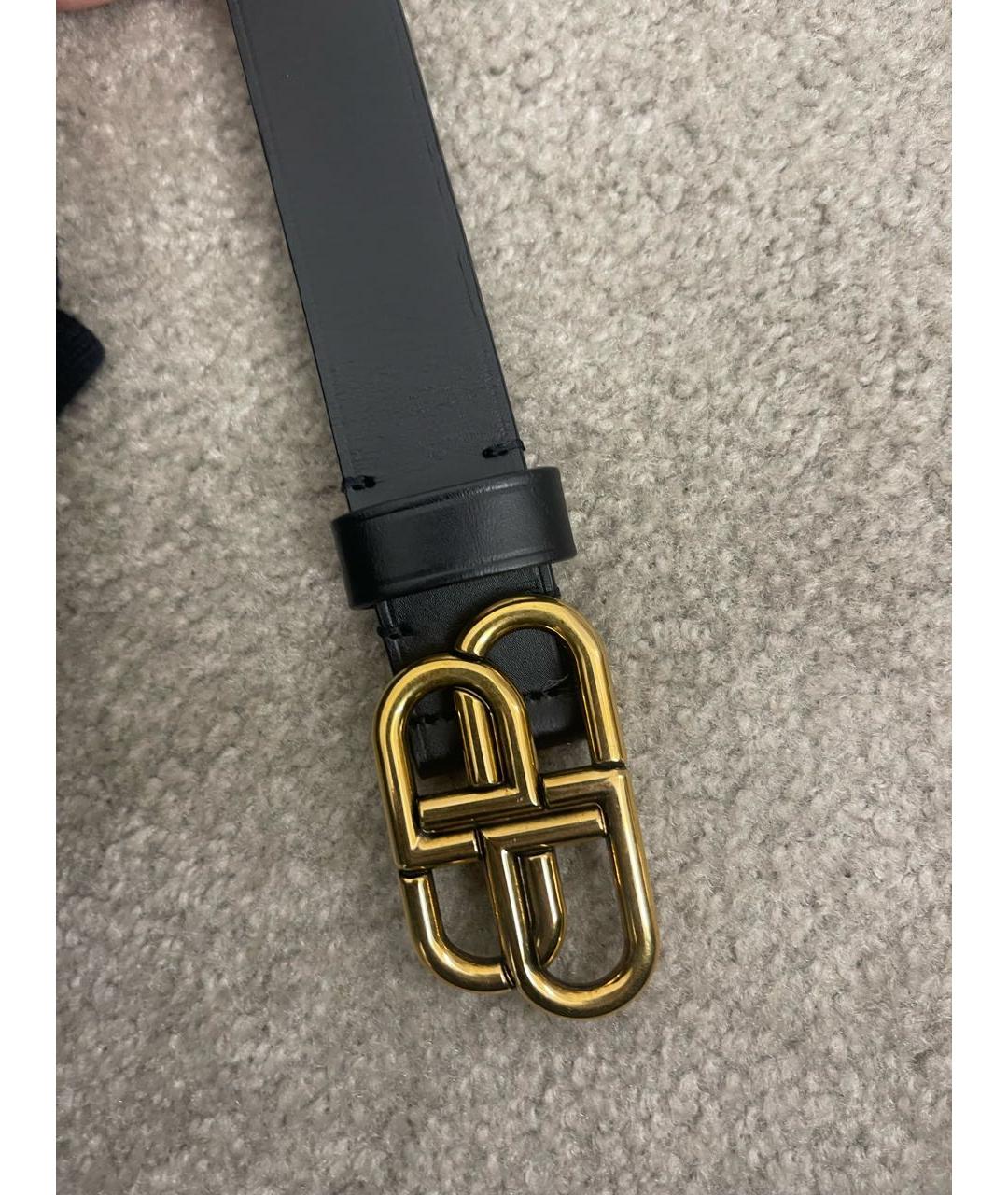 BALENCIAGA Черный кожаный ремень, фото 2