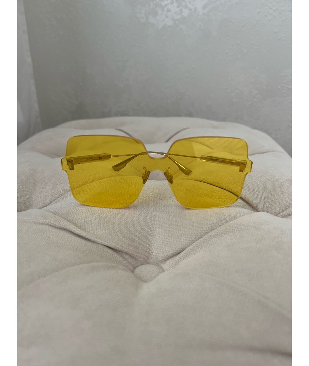 CHRISTIAN DIOR PRE-OWNED Желтые пластиковые солнцезащитные очки, фото 8