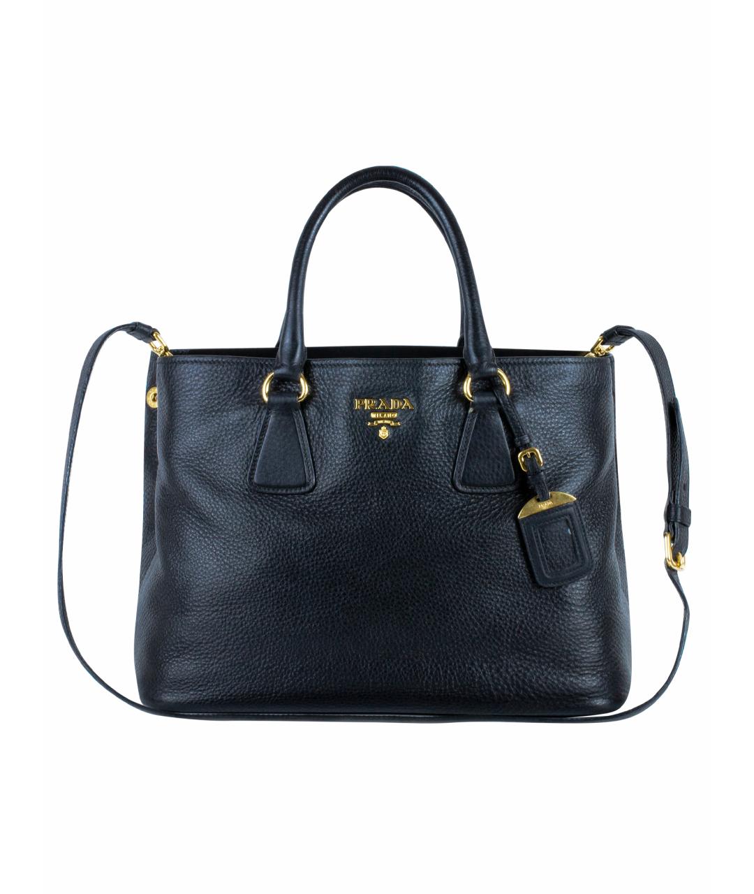 PRADA Черная кожаная сумка тоут, фото 1