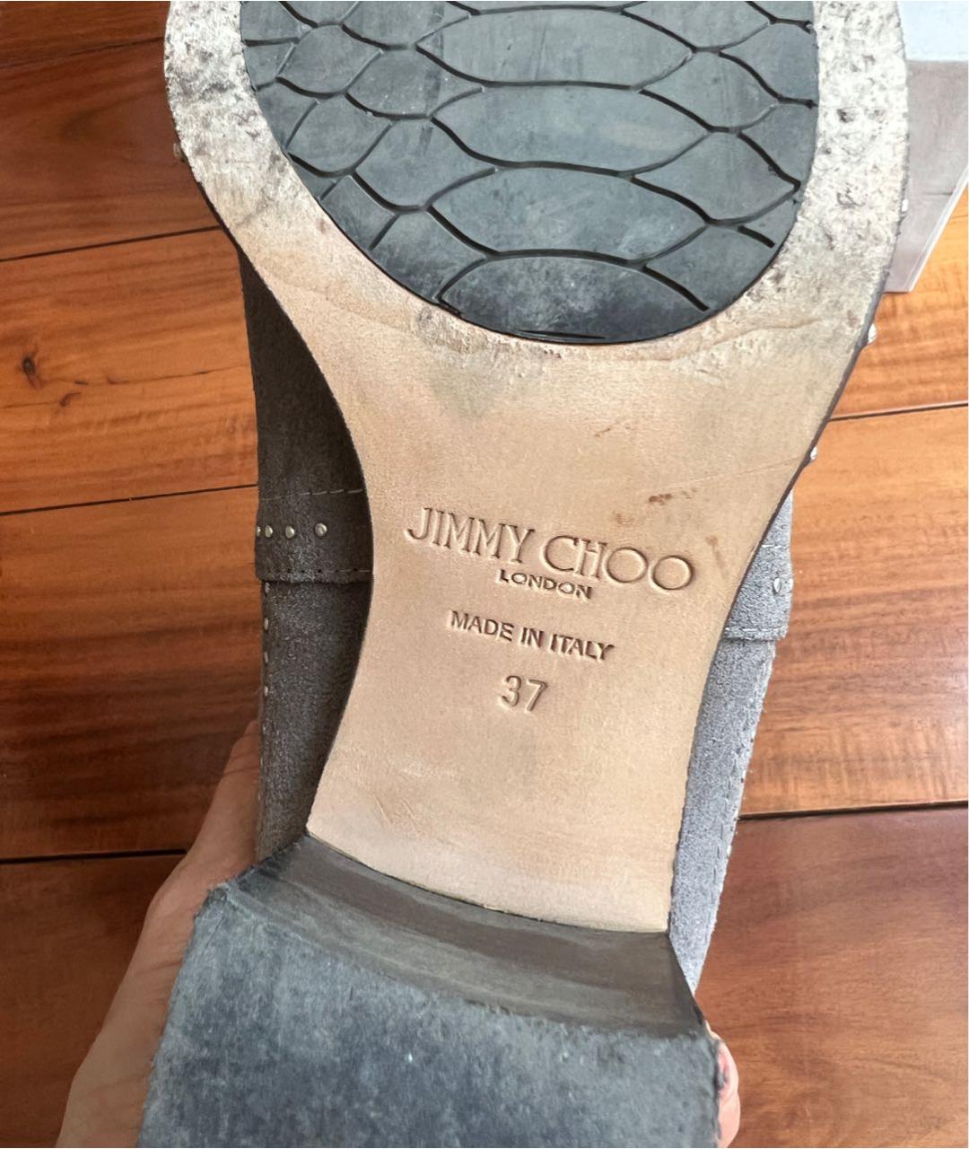 JIMMY CHOO Серые замшевые ботильоны, фото 6
