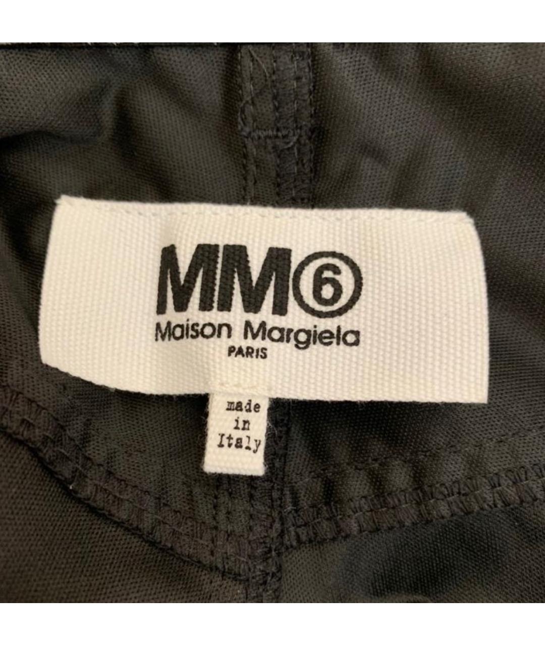 MM6 MAISON MARGIELA Черные кожаные прямые брюки, фото 3