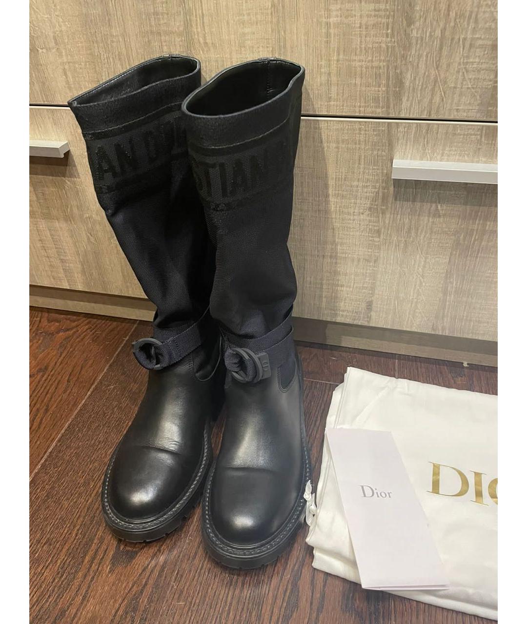 CHRISTIAN DIOR Темно-синие кожаные сапоги, фото 8