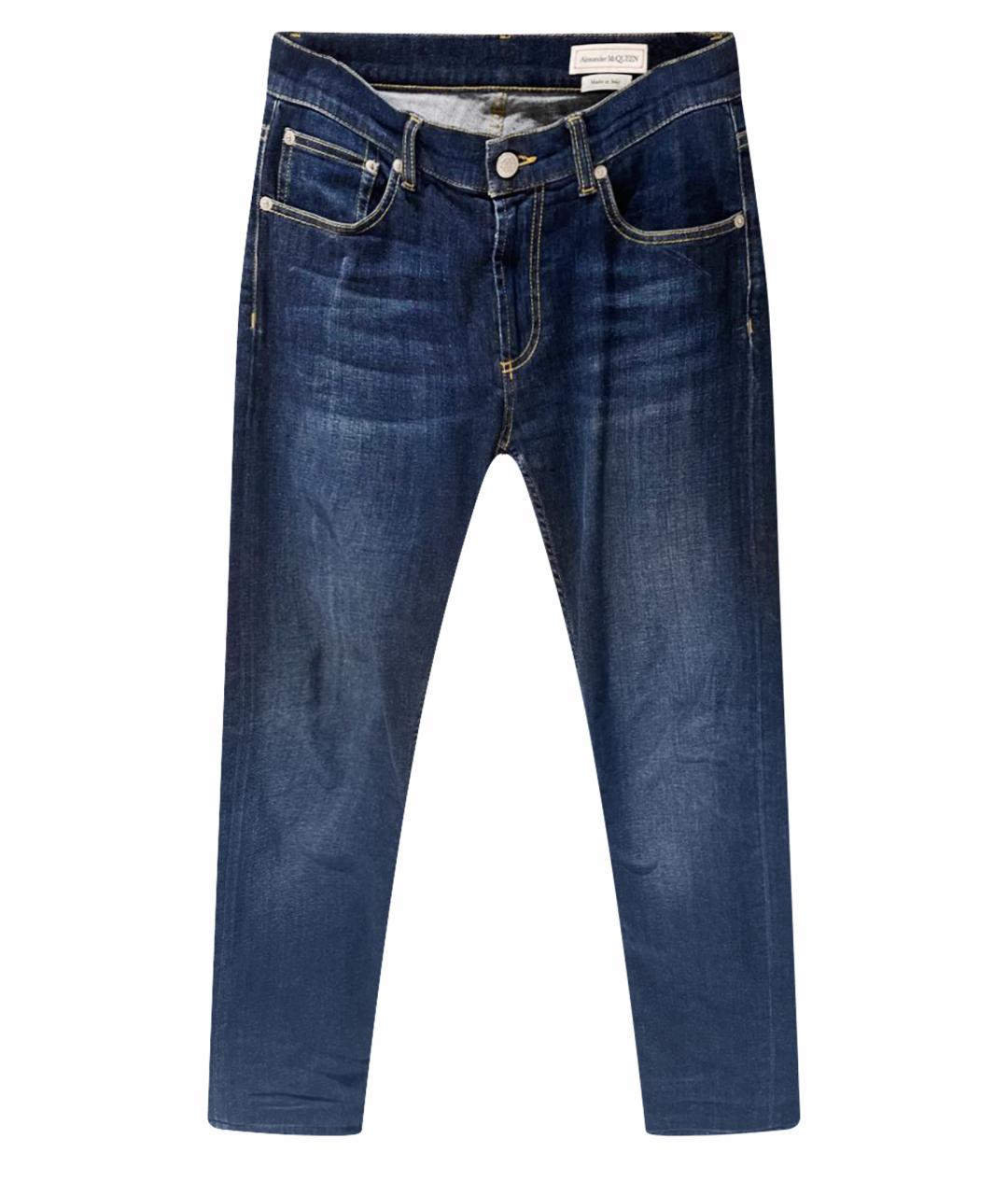 ALEXANDER MCQUEEN Синие хлопко-кашемировые прямые джинсы, фото 1