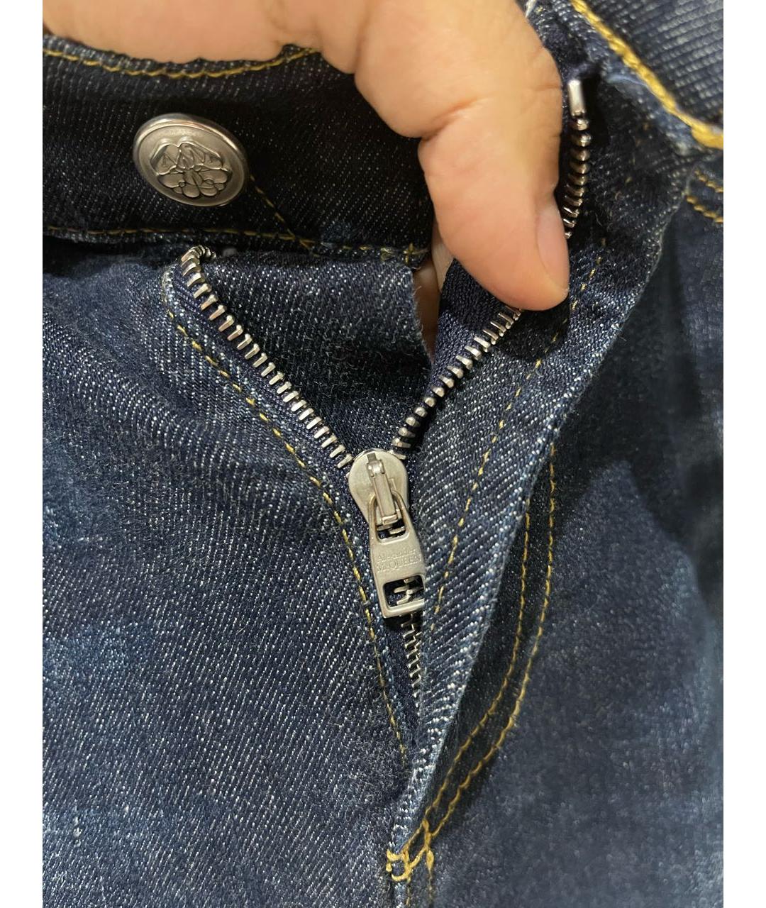 ALEXANDER MCQUEEN Синие хлопко-кашемировые прямые джинсы, фото 4