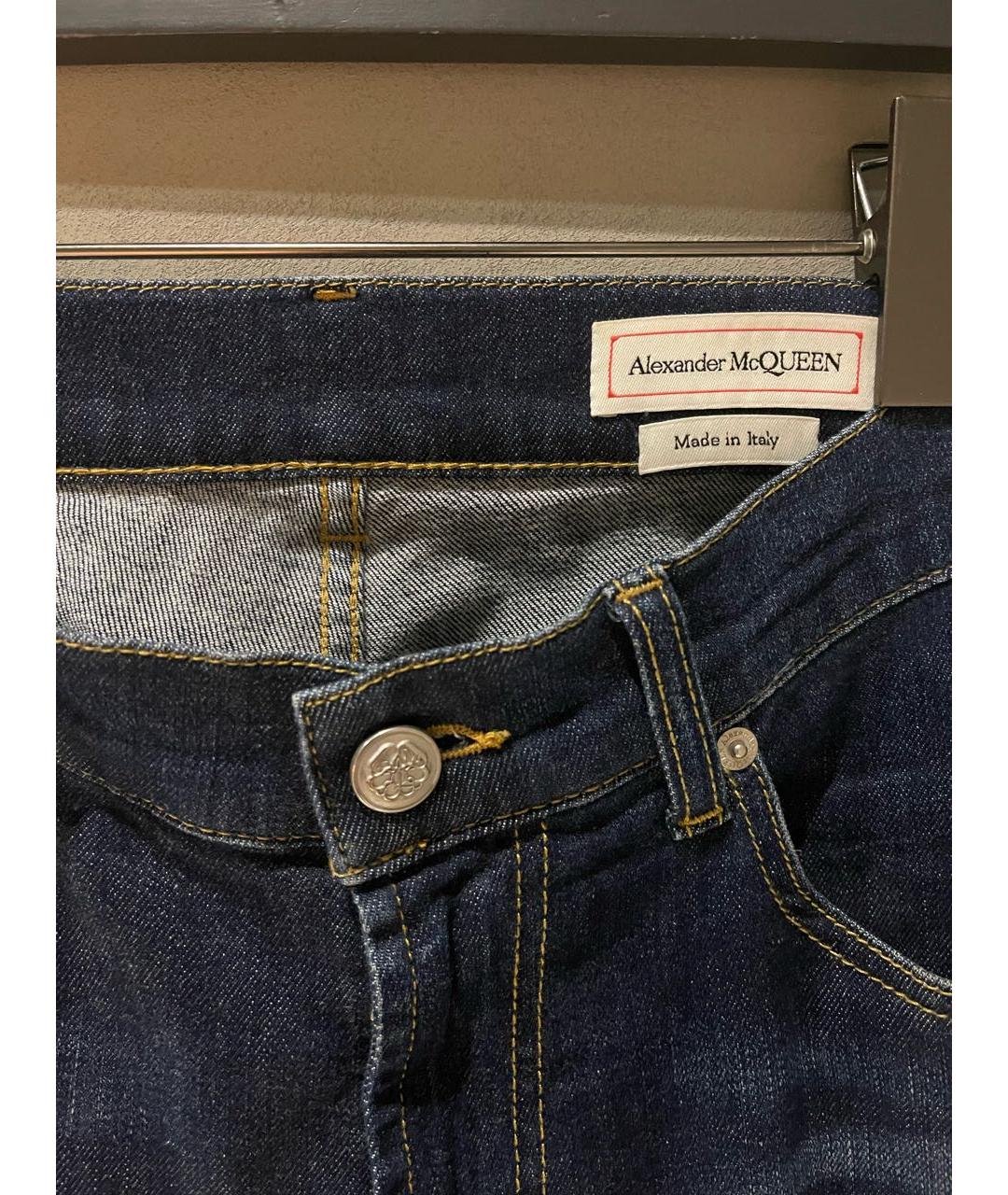 ALEXANDER MCQUEEN Синие хлопко-кашемировые прямые джинсы, фото 3
