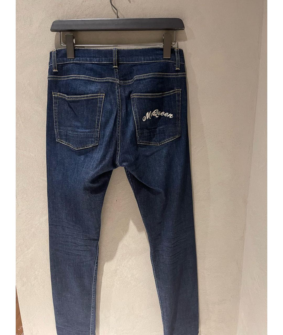 ALEXANDER MCQUEEN Синие хлопко-кашемировые прямые джинсы, фото 2