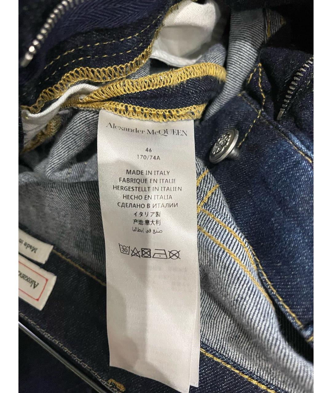 ALEXANDER MCQUEEN Синие хлопко-кашемировые прямые джинсы, фото 5