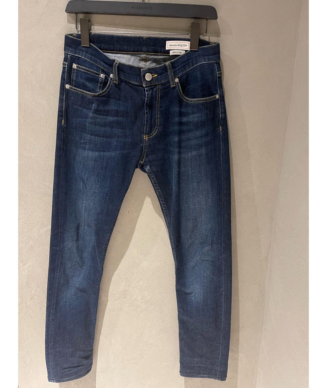 ALEXANDER MCQUEEN Синие хлопко-кашемировые прямые джинсы, фото 6