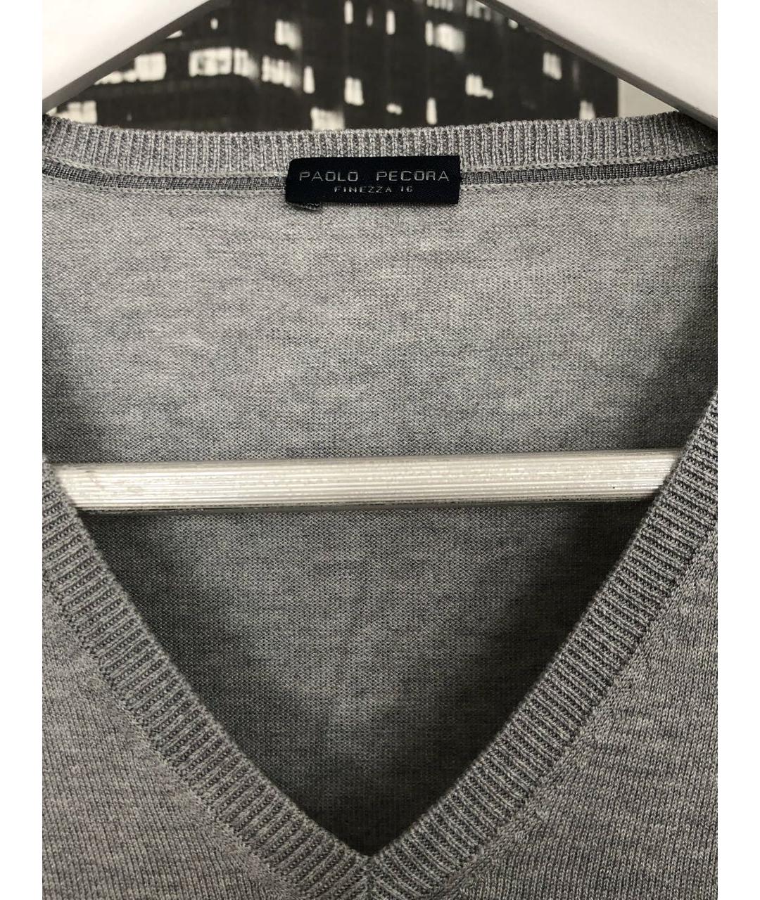 PAOLO PECORA Серый шелковый джемпер / свитер, фото 3