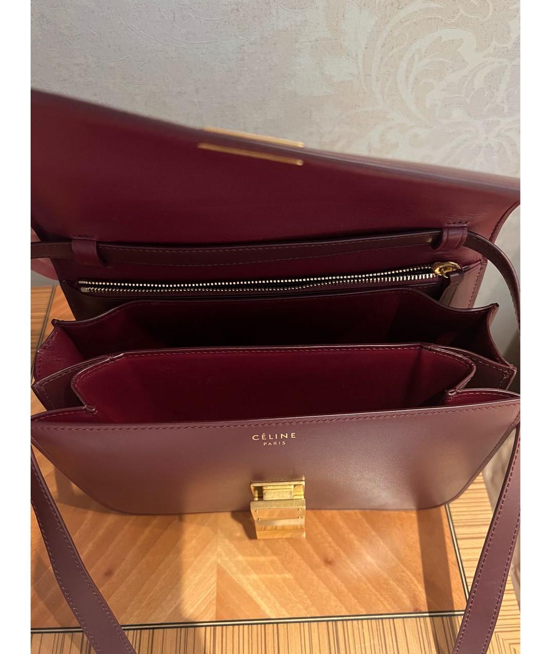 CELINE PRE-OWNED Бордовая кожаная сумка через плечо, фото 4