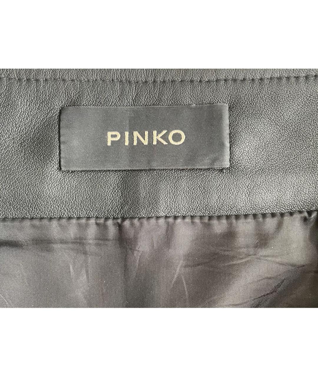 PINKO Черная кожаная юбка мини, фото 3