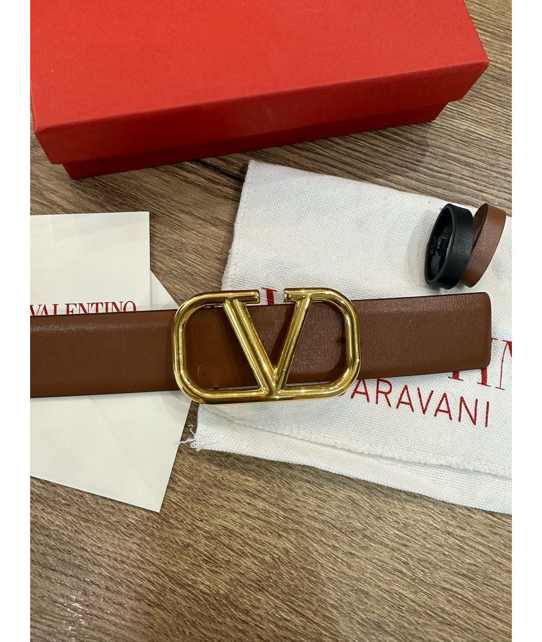 VALENTINO Коричневый кожаный ремень, фото 2