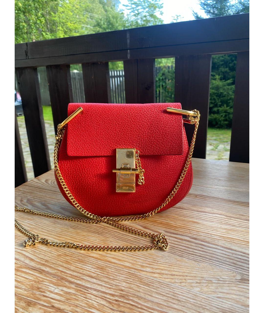 CHLOE Красная кожаная сумка через плечо, фото 6