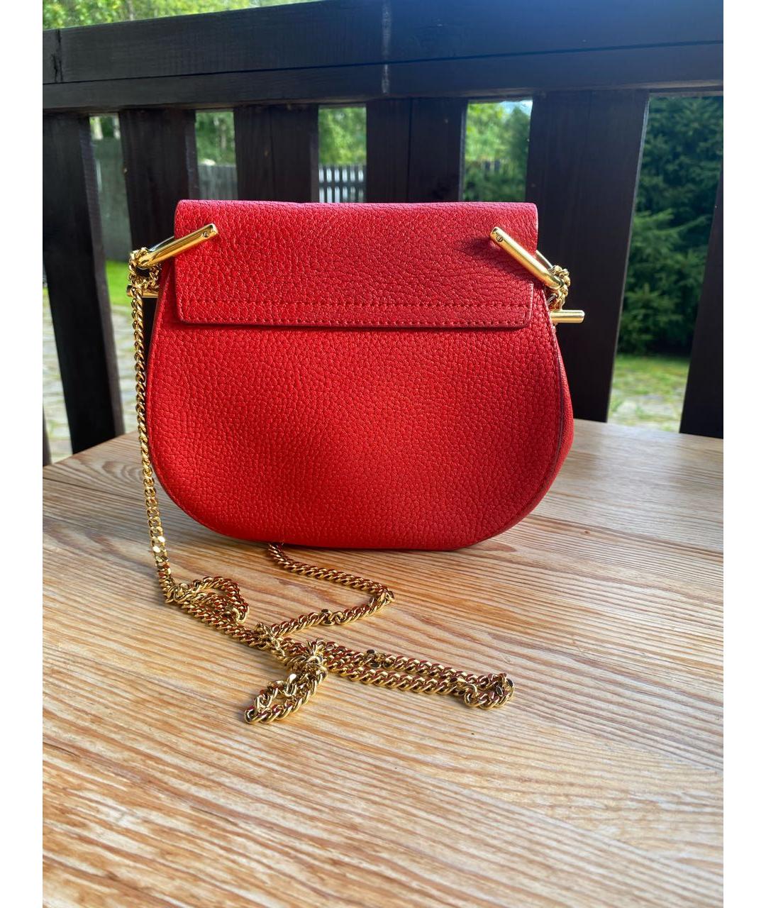 CHLOE Красная кожаная сумка через плечо, фото 2