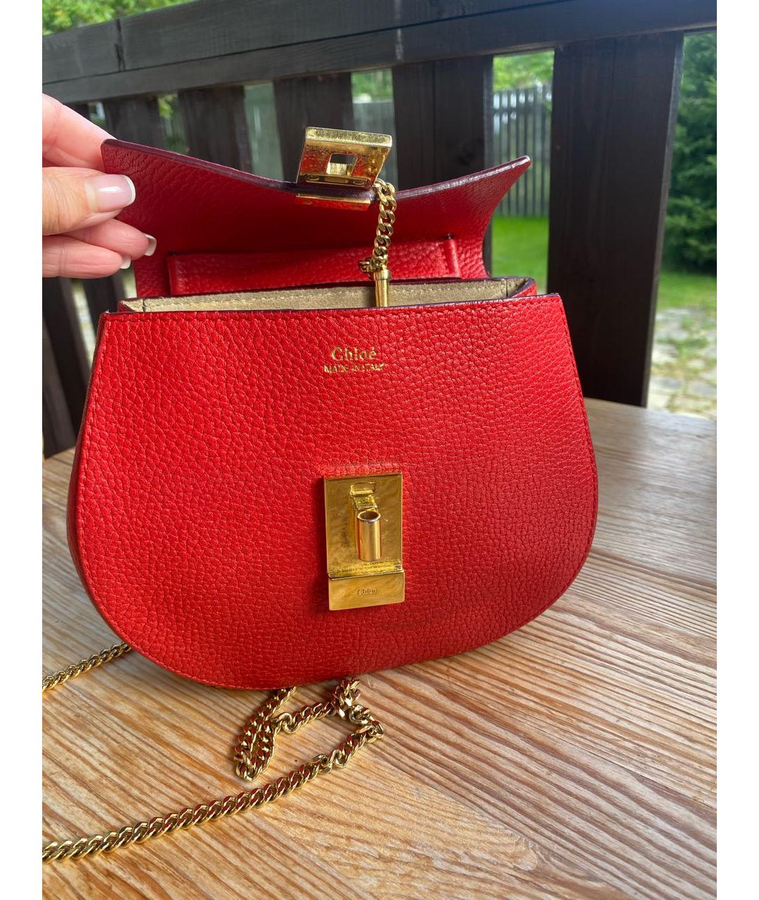 CHLOE Красная кожаная сумка через плечо, фото 3