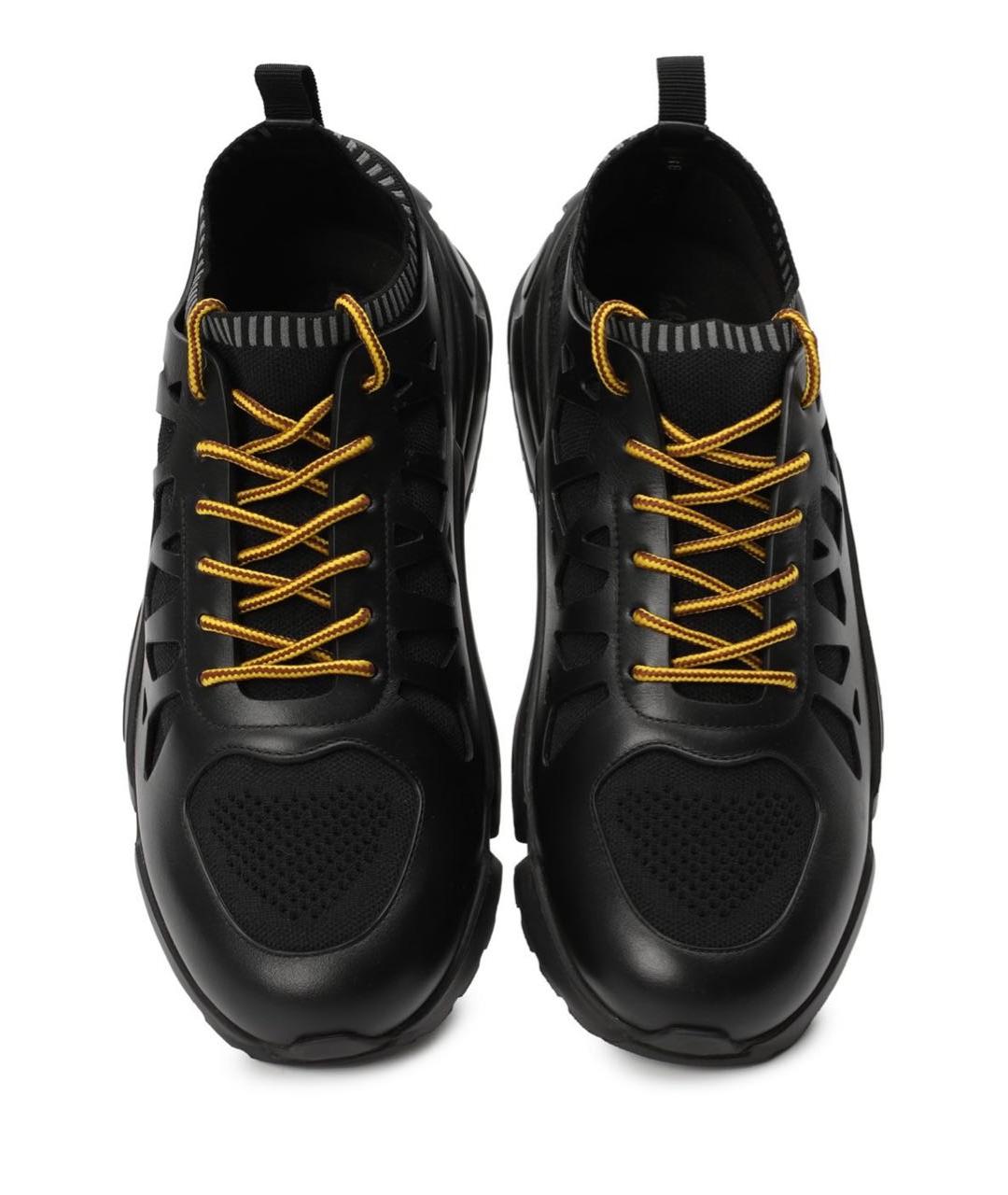 SALVATORE FERRAGAMO Черные кожаные низкие кроссовки / кеды, фото 2