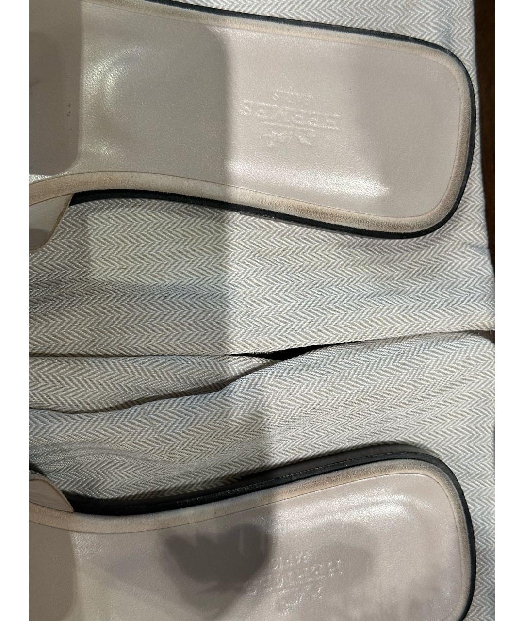 HERMES Серебряные кожаные шлепанцы, фото 4