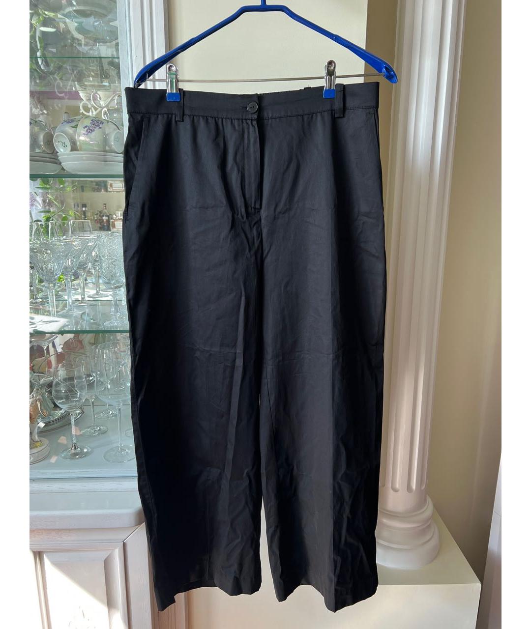MARINA RINALDI Черные хлопковые брюки широкие, фото 7