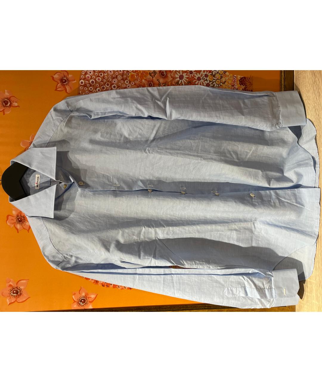 KITON Бирюзовая хлопковая классическая рубашка, фото 7
