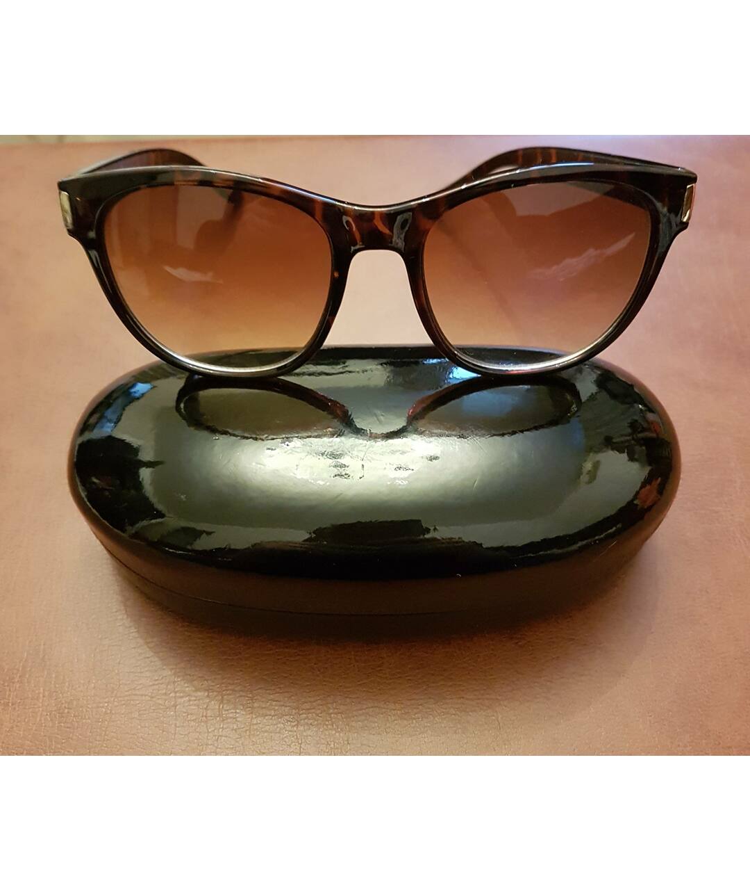 OSCAR DE LA RENTA Коричневые пластиковые солнцезащитные очки, фото 2