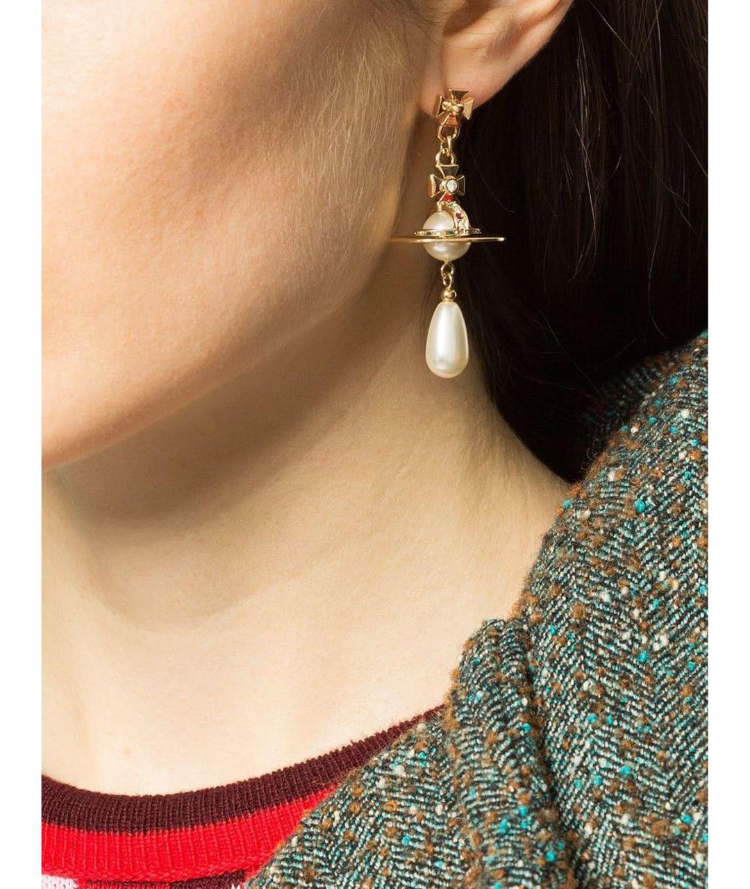 VIVIENNE WESTWOOD Золотые латунные серьги, фото 4