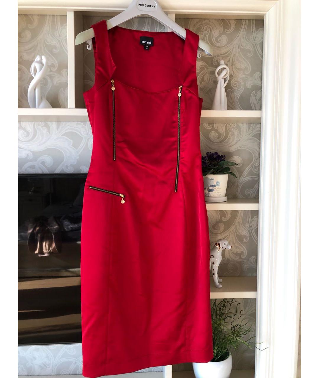 JUST CAVALLI Красное полиэстеровое коктейльное платье, фото 4