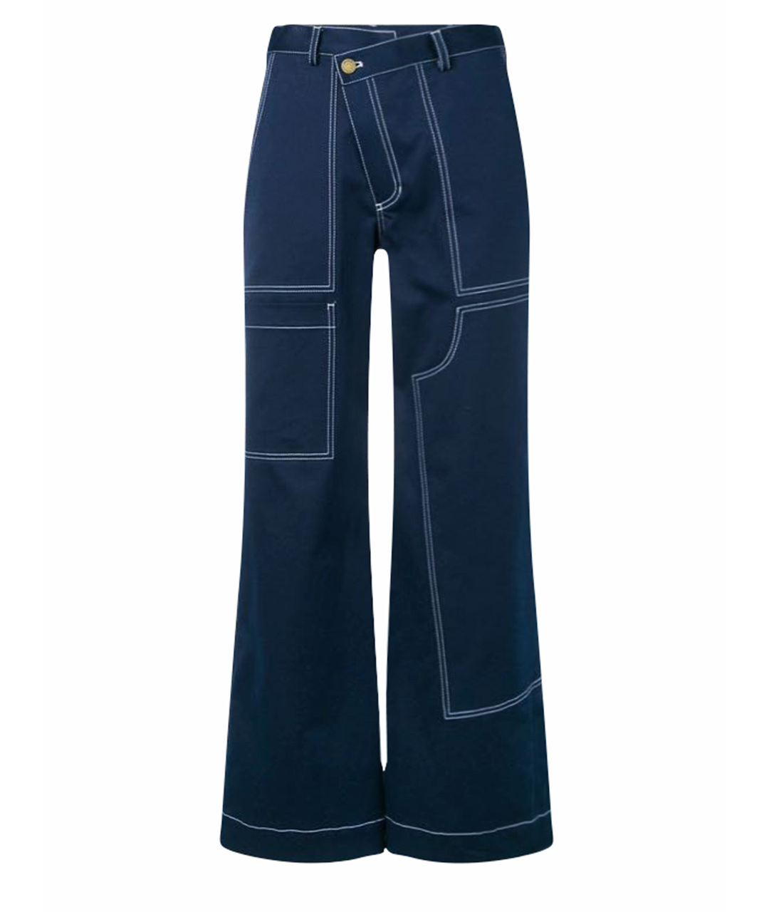 MONSE Темно-синие хлопковые брюки широкие, фото 1