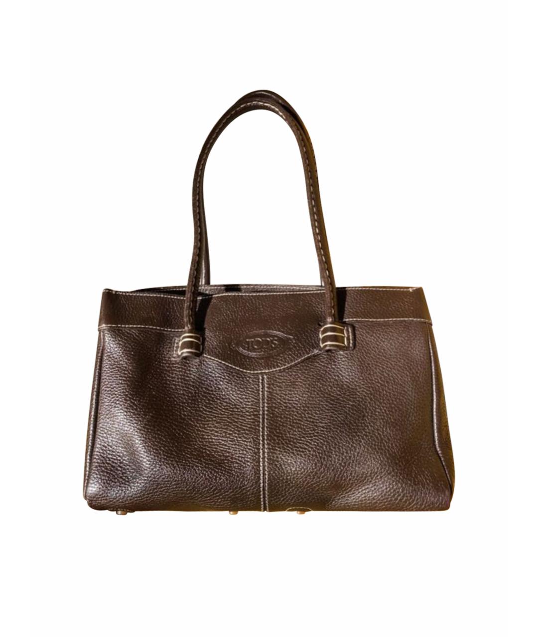 TOD'S Коричневая кожаная сумка тоут, фото 1