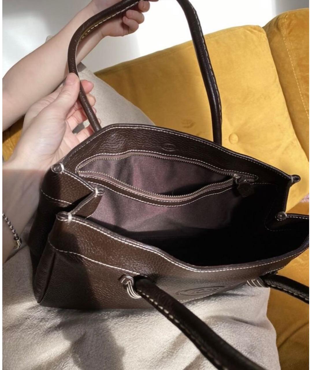 TOD'S Коричневая кожаная сумка тоут, фото 2
