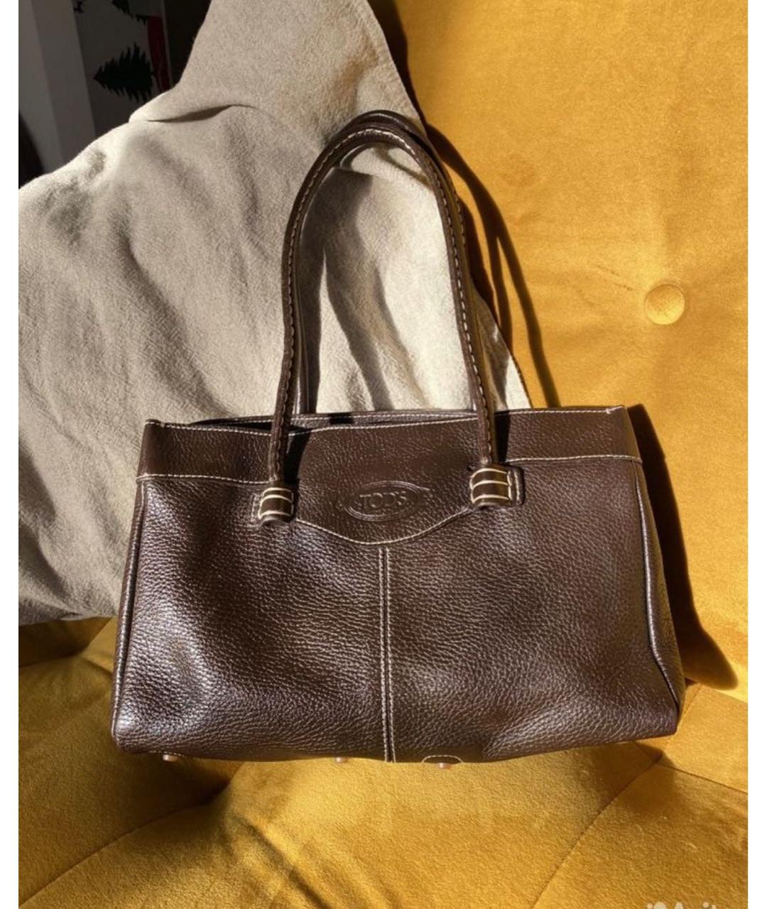 TOD'S Коричневая кожаная сумка тоут, фото 5