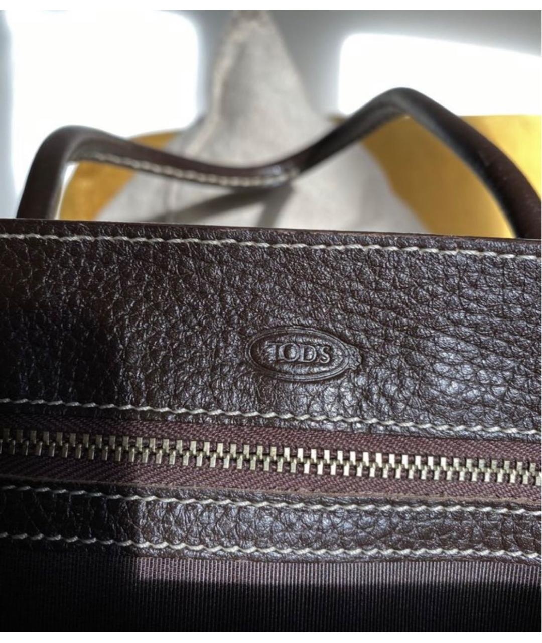 TOD'S Коричневая кожаная сумка тоут, фото 3