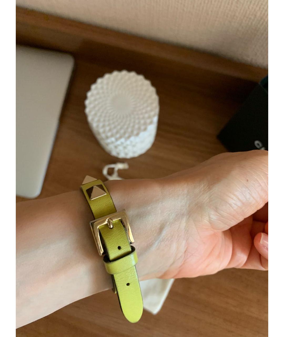 VALENTINO Желтый кожаный браслет, фото 5