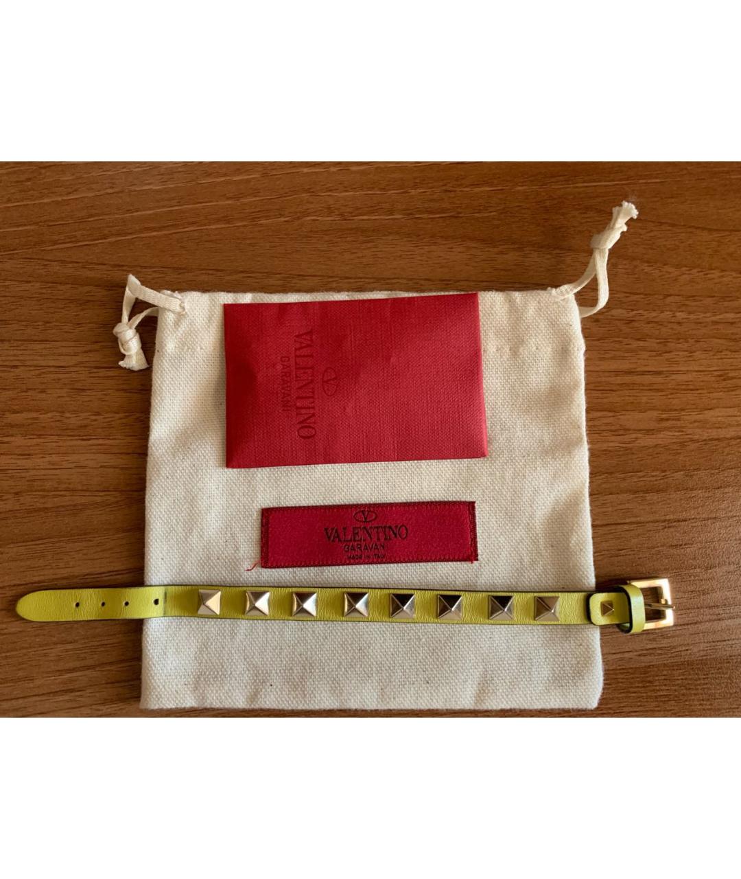 VALENTINO Желтый кожаный браслет, фото 2