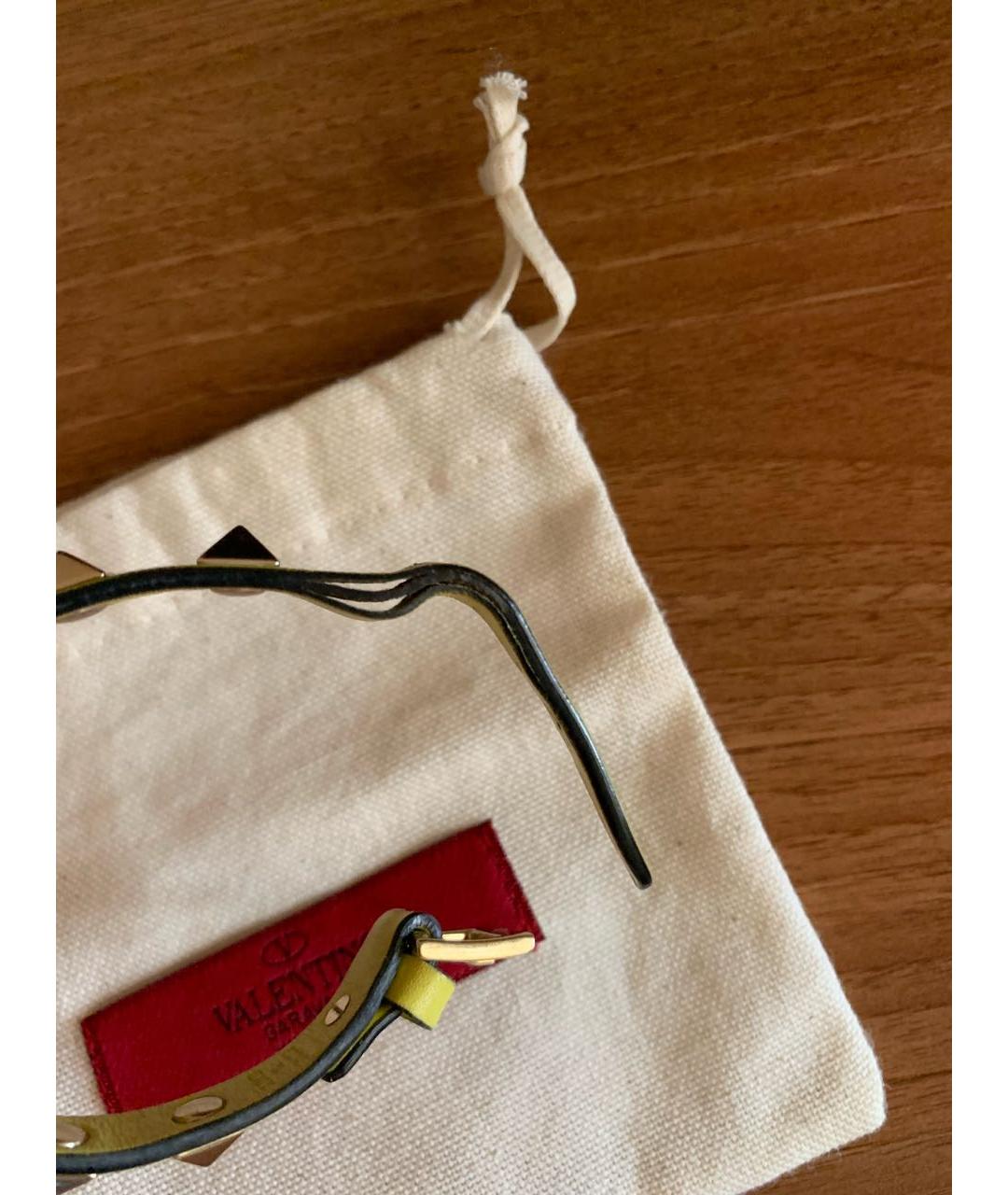 VALENTINO Желтый кожаный браслет, фото 4