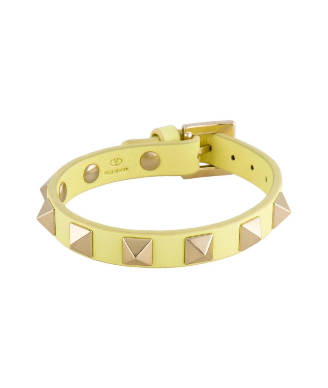 VALENTINO Желтый кожаный браслет, фото 1