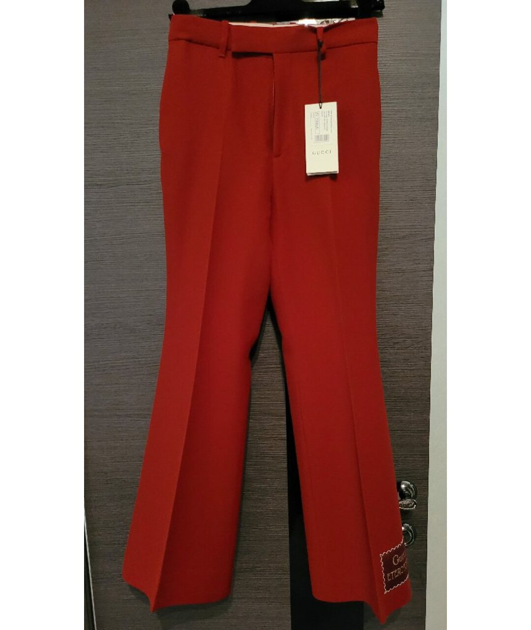 GUCCI Красные шерстяные брюки широкие, фото 9